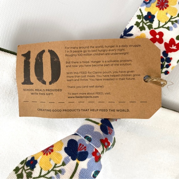 CLARINS Feed Ten Canvas Tote Bag Recycled
Floral Handle White Green - NWT - Picture 9 of 14